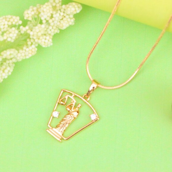 "Lady Justice Rose Gold Pendant with Crystal Accents, XPPT1588 - Picture 11 of 13